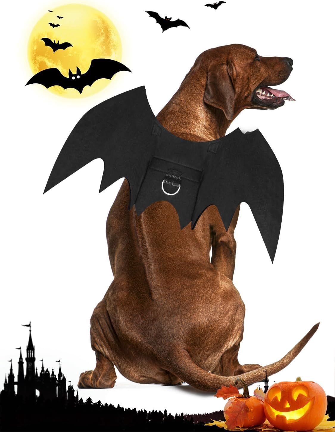 Pet Bat Wing Costume with Adjustable Velcro Straps for Dogs and Cats Halloween Party Cosplay
