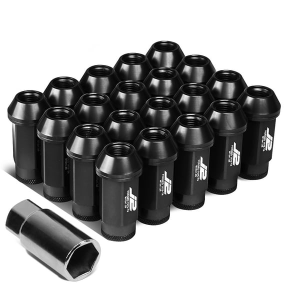 J2 Engineering LN-T7-013-125-BK J2 Engineering 7075 -T6 Forged Aluminum M12x 1.25 20Pcs 50mm Height Open -End Lug Nut Sets w / Socket Adapter Black