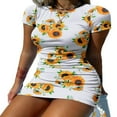 thumbnail image 1 of Women Bodycon Drawstring Ruched Stretchy Casual Party Mini Dress, 1 of 6