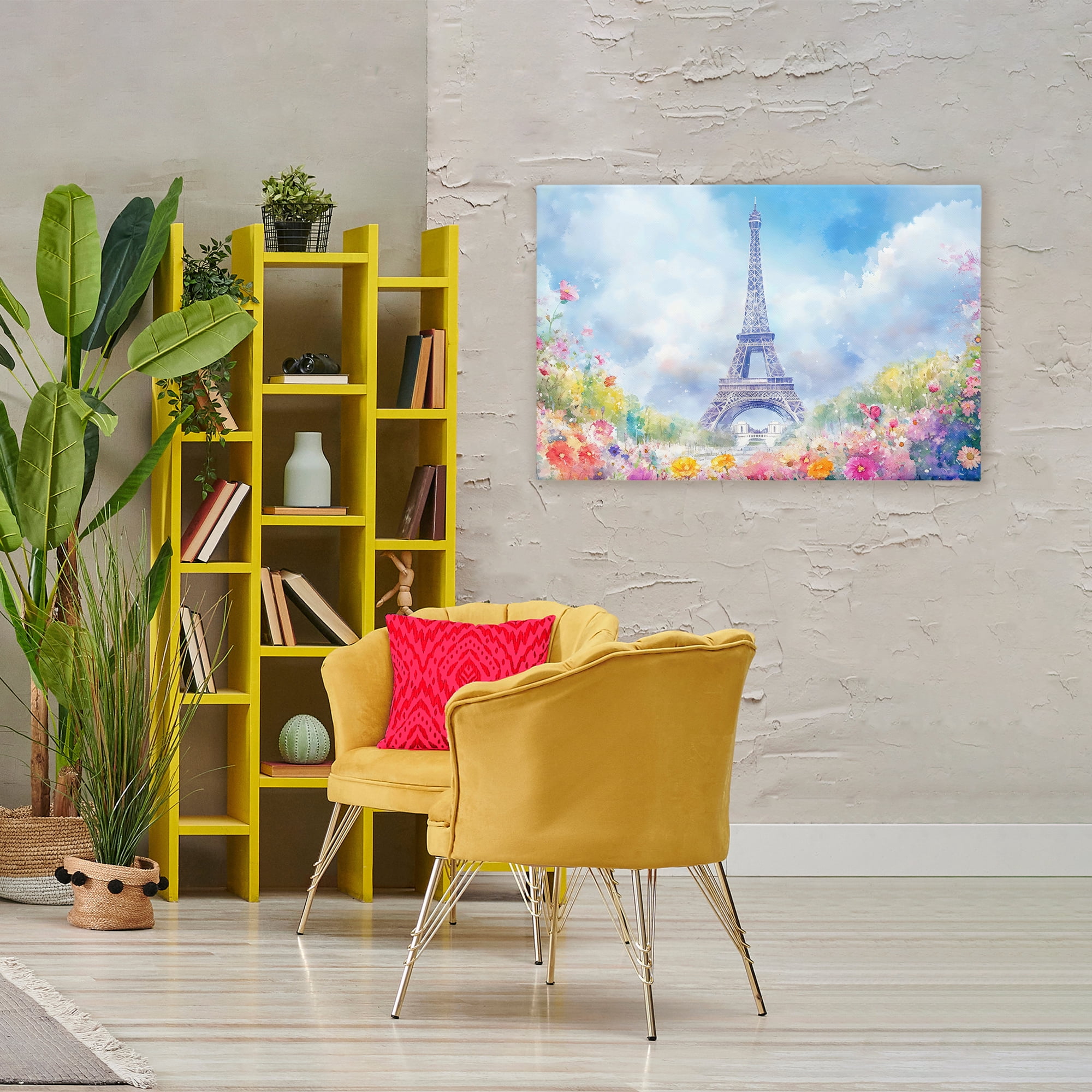 Stupell Industries Rainbow Spring at Eiffel Tower Canvas Wall Art, design by Creative Studio