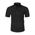 thumbnail image 2 of Men's Solid Short Sleeve Turn-Down Collar Ice Silk Casual Business T-Shirt, 2 of 6