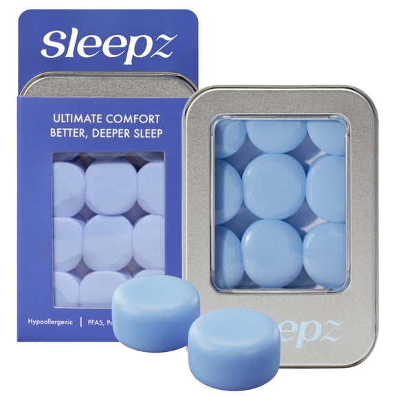 Sleepz Moldable Silicone Earplugs for Sleeping, 22 dB Noise Reduction, Reusable & Washable, Hypoallergenic, 6 Pairs with Travel Tin