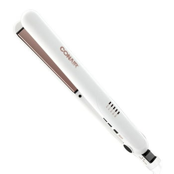 Conair Double Ceramic Flat Iron, 1.0-Inch, Straight & Shine, For All Hair Types and Textures, Rose Gold CS221N