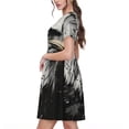 thumbnail image 2 of Easygdp Ink Style Bald Eagle para Vestido Transpirable de Mujer, Vestido Suelto de Manga Corta con Pliegues y Bolsillos para el Verano, 2 of 6