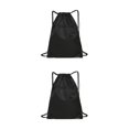 thumbnail image 3 of VONKY Portable Nylon Drawstring Bag Sack Beach Gym Backpack Shoes Bags Convenient and Versatile Black 2Set, 3 of 6