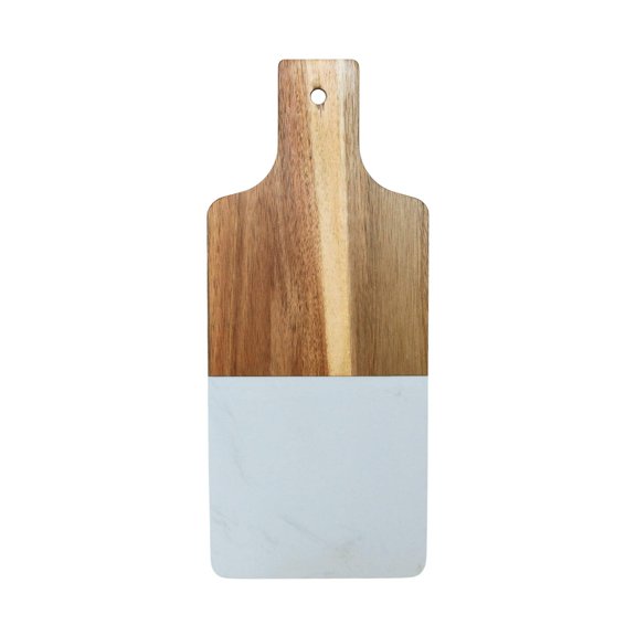 White Marble/Acacia Wood Handled Board
