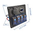 thumbnail image 4 of HAHDAXIA 4 Gang Waterproof Marine Boat Rocker Switch Panel with 12V/24V Dual USB Slot Socket + Voltmeter Blue LED Backlight for Car SUV Marine RV Truck Camper Boat, 4 of 7