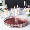 thumbnail image 3 of BalsaCircle 12" Rose Gold Acrylic Wooden Textured Round Serving Tray Embossed Rim, 3 of 8