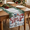 thumbnail image 3 of Winter Christmas Snowman Pine Berry Table Runner 18x72in Non-Slip Cotton Linen Table Runners, Green White Red Dresser Scarves TableRunner for Dinner Kitchen Dining Wedding Party, 3 of 9