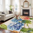 thumbnail image 2 of Spring Pastoral Floral Area&nbsp;Rug 5x8ft Blue Yellow Flowers Linen Texture Non-Slip&nbsp;Washable Square&nbsp;Rugs Soft Felt Indoor Floor Mat for Bedroom Kitchen Living Room Bathroom, 2 of 9