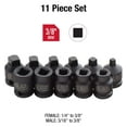 3841, 3/8 Inch Drive Pipe Plug Socket Set, 11Piece, SAE, 7/16" 5/8