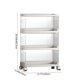 thumbnail image 3 of Estante de almacenamiento – Carrito de cocina, organizador de snacks multicapa plegable con ruedas, estanterías de plástico transparente, blanco y beige, 3 niveles, 24,61 x 13,78 x 9,45 in, 3 of 6