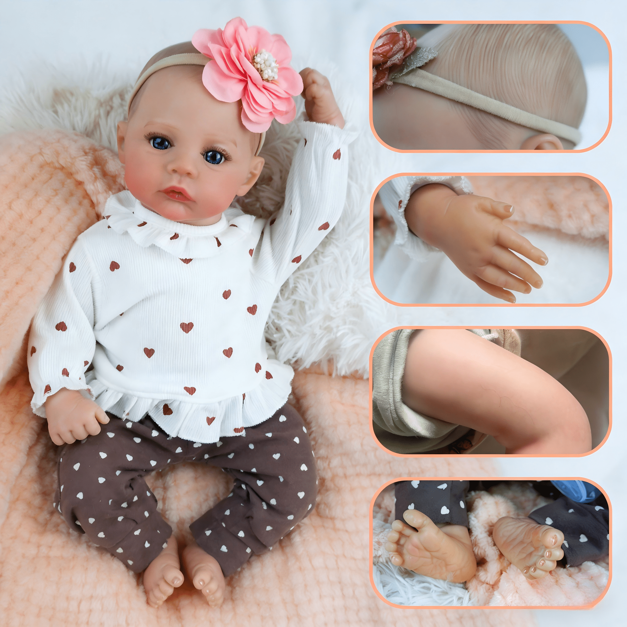 iCradle 18 Inch 45 cm Lovely Reborn Baby Dolls Girl Realistic Newborn Babies Dolls Real Life Baby Dolls Handmade Blue Eyes Painted Hair Xmas Gift for Kids 3+