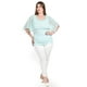 thumbnail image 4 of Blusa con encaje y detalle de perlas Roman Fashion /Tallas Extras, 086 (Menta) verde claro 40, 4 of 5