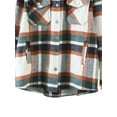 thumbnail image 6 of Seyurigaoka Women Juniors Plaid Print Coat, Long Sleeve Button-down Collar Shacket, 6 of 9