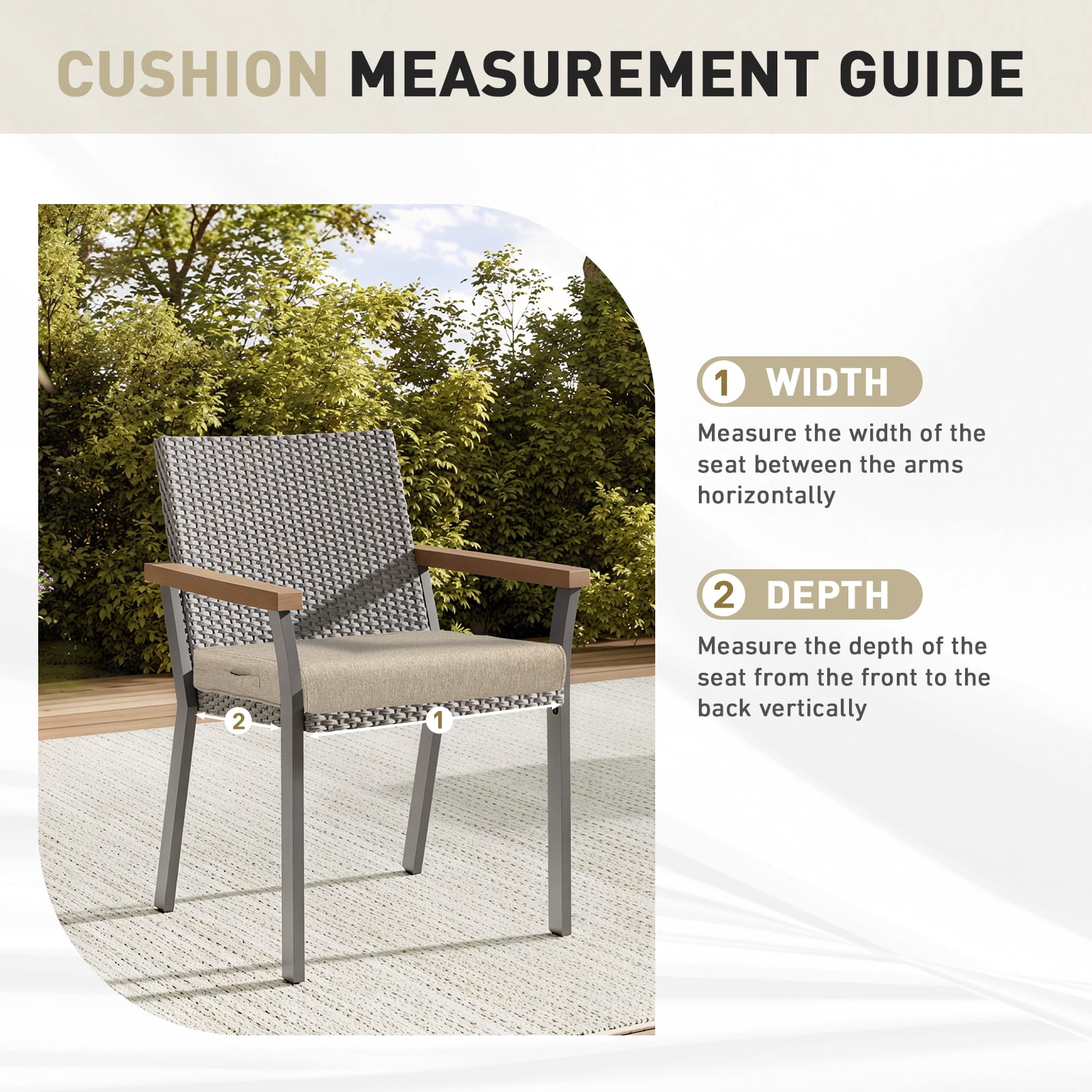 BPS Outdoor Chair Cushions Set of 2, 19" x 19" Water Resistant Outdoor Seat Cushions for Patio Furniture Dining Chair Pads Replacement, Brown