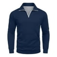 thumbnail image 7 of Homeyce Mens Quarter Zip Sweatshirts Stand Collar Long Sleeve Sweatshirt Lightweight Casual Active Pullover 1/4 Zip Solid Color Fall Sweatshirt with Pocket,Dark Blue L, 7 of 7