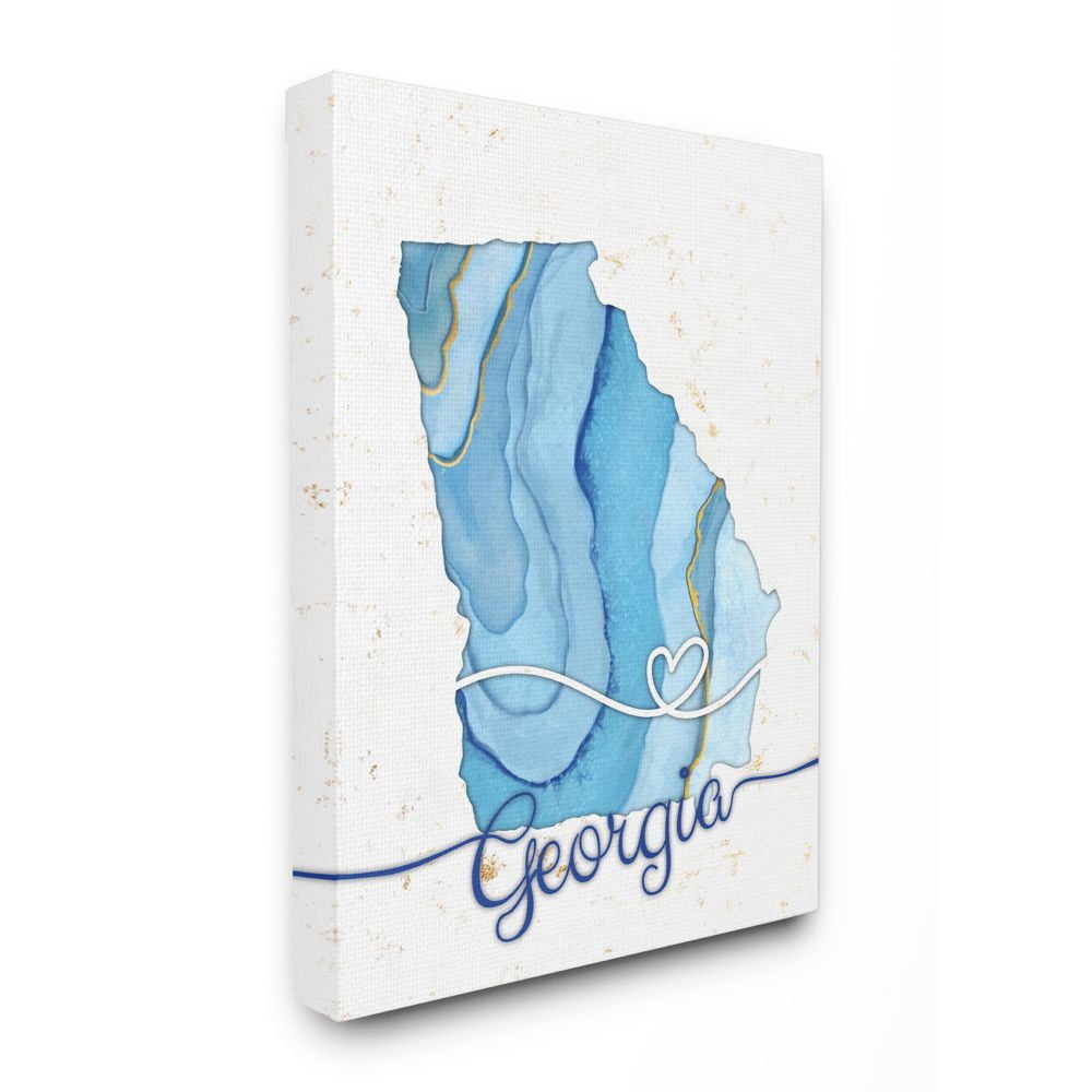 Stupell Industries Georgia Agate Blue US State Design Canvas Wall Art by Ziwei Li