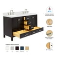 thumbnail image 3 of ARIEL Cambridge 60 Inch Espresso Bathroom Vanity Double Sink, Solid Wood, Carrara White Quartz Countertop, 1.5-Inch Edge, Rectangular Undermount Sinks, 4 Soft Closing Doors, 6 Drawers, 3 of 10