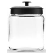 Anchor Hocking Montana Glass Jar with Black Metal Lid, 96 Ounce