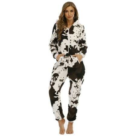 

WANYNG pajamas for women Women s Fleece Pajamas Sleepwear Christmas Pajamas Hooded Jumpsuit Rompers Clubwear Nightwear Plush Onesie Polyester Footed Sleepers Coffee L