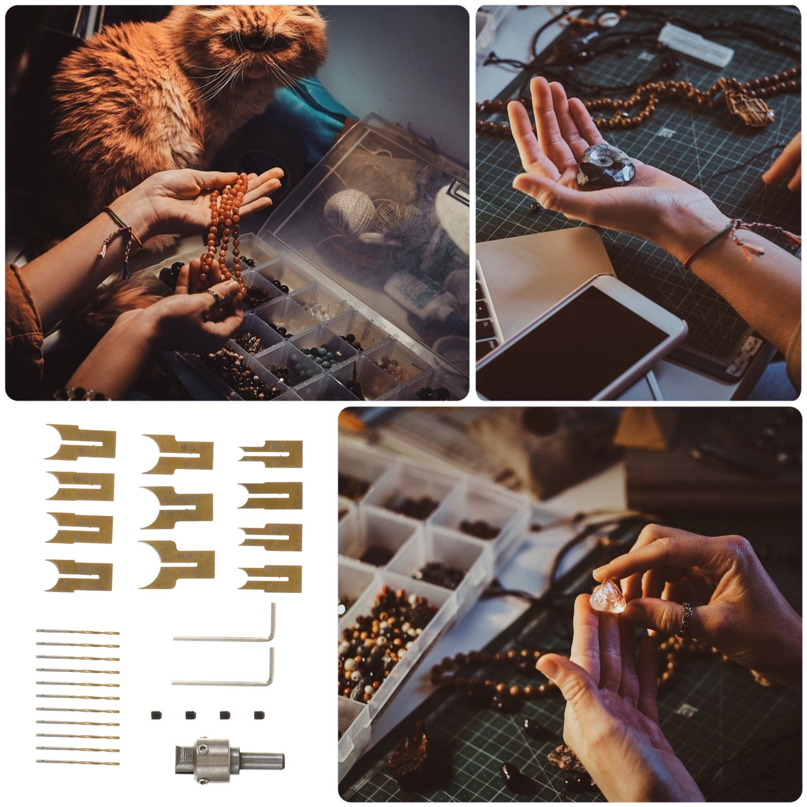 SWETRACE 24Pcs Mini Drill for Crafts Wood Ring Drill Bit Set Steel Assorted Color Professional for Beginners