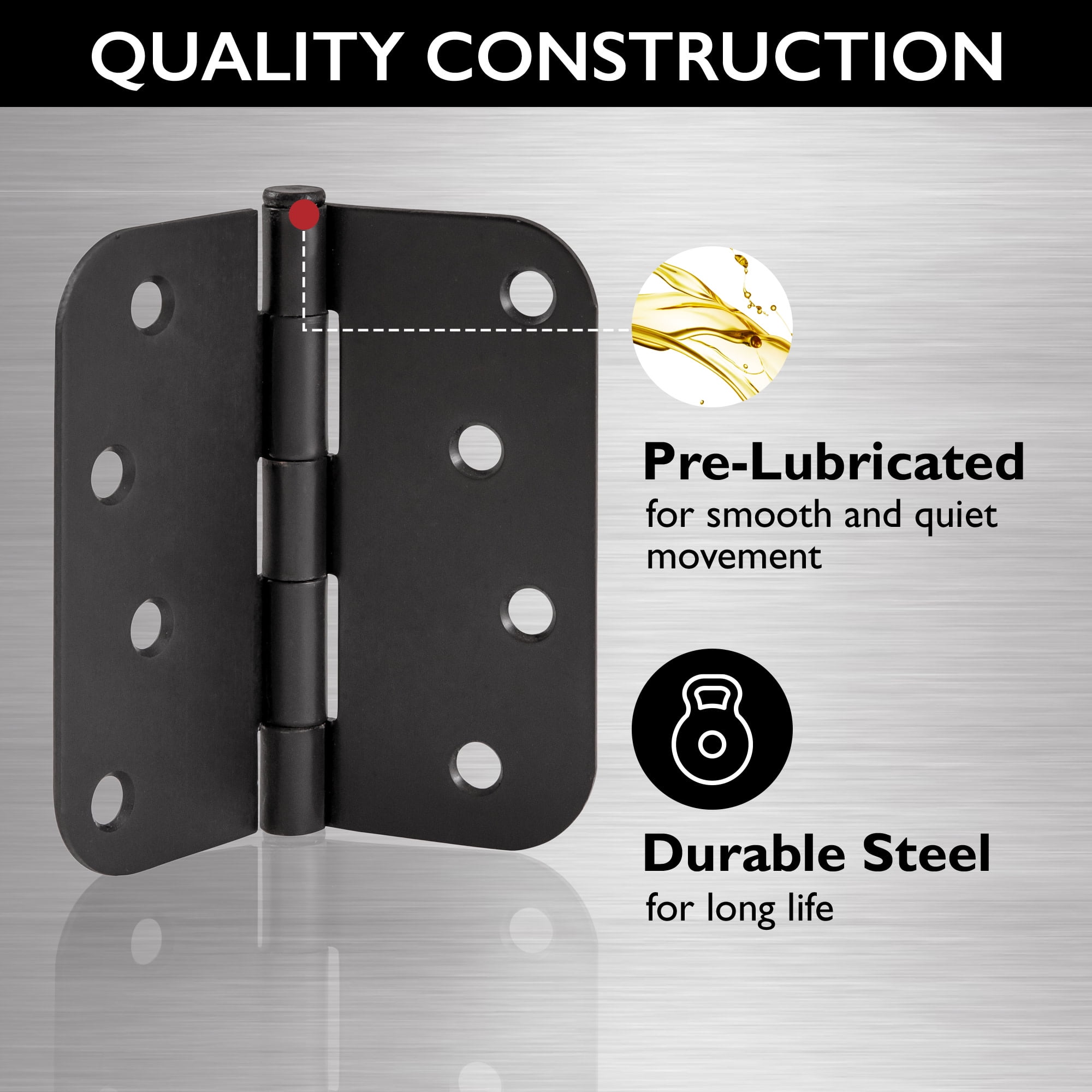 Design House 10-Pack 4" H x .625" Radius Butterfly Interior/Exterior Door Hinges, Matte Black