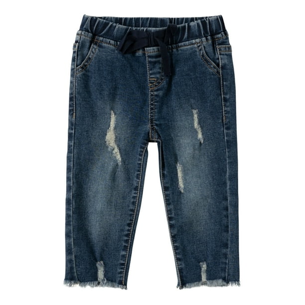 KIDPIK Girls Premium Denim, Pull On Fringe Hem Crop Jean, Size 12