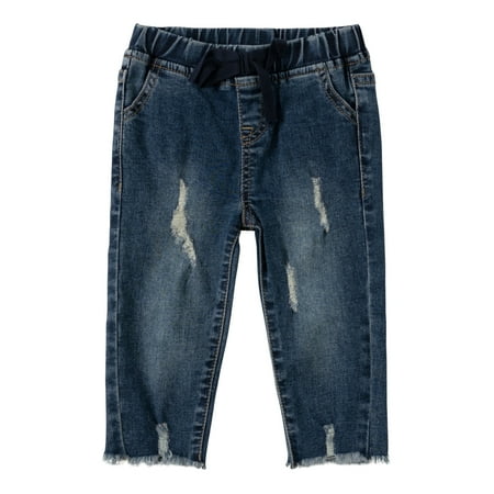 

KIDPIK Girls Premium Denim Pull On Fringe Hem Crop Jean Size: 12 Months - XXL (16)