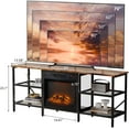 thumbnail image 3 of VINGLI 58‘’ Fireplace TV Stand for up to 70'' TV, Entertainment Center with 18'' Electric Fireplace Heater, Fireplace Media Console Table with Open Metal Shelves, Rustic Brown, 3 of 7