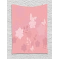 thumbnail image 1 of Rose Tapestry, Dreamy Fantasy Spring Nature with Artful Flourish Ornament and Flying Butterflies, Wall Hanging for Bedroom Living Room Dorm Decor, 60W X 80L Inches, Rose Pale Rose, by Ambesonne, 1 of 2