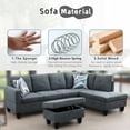 thumbnail image 6 of Sectional Couch for Living Room Furniture Sets, Dark Grey Flannelette L Shape Living Room Sofa with Chaise and Storage Ottoman 3 Piece Using for Apartment, Office, Bedrooms (Facing Right Chaise), 6 of 6