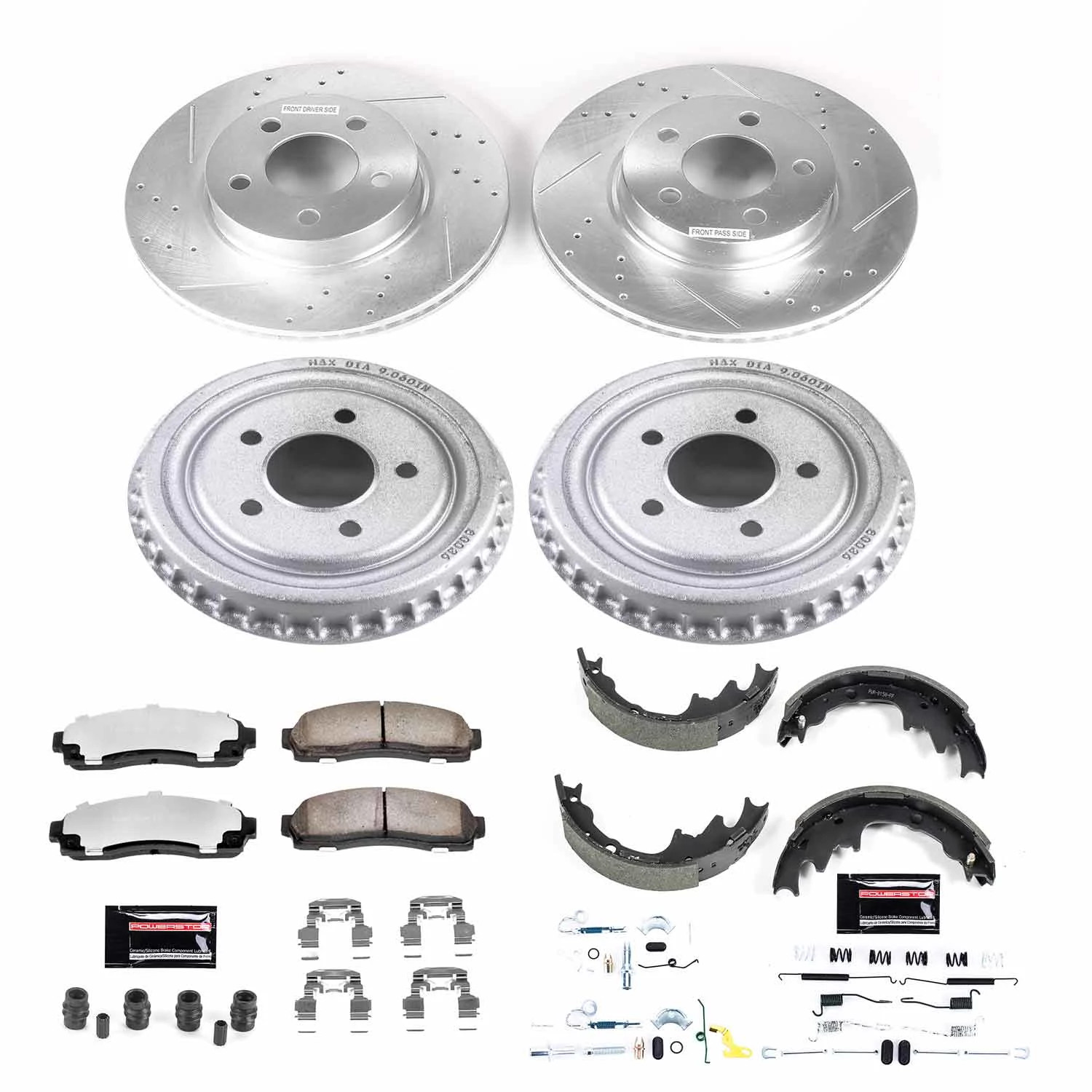 PowerStop Front and Rear Z36 Truck & Tow Brake Pad Rotor Drum and Shoe Kit Fits: FORD MAZDA Select Models K15150DK-36