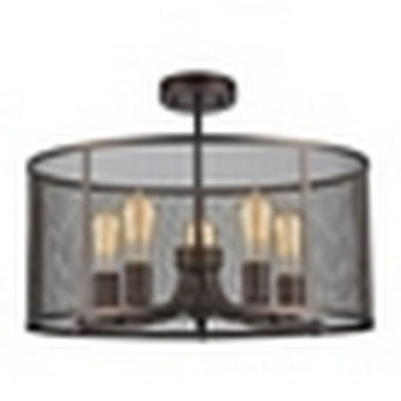 

CHLOE Lighting LORRY Industrial 5 Light Rubbed Bronze Semi-flush 20 Wide