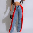 thumbnail image 4 of Two-Tone High-Waisted Wide-Leg Jeans with Striped Side Panels, 4 of 9