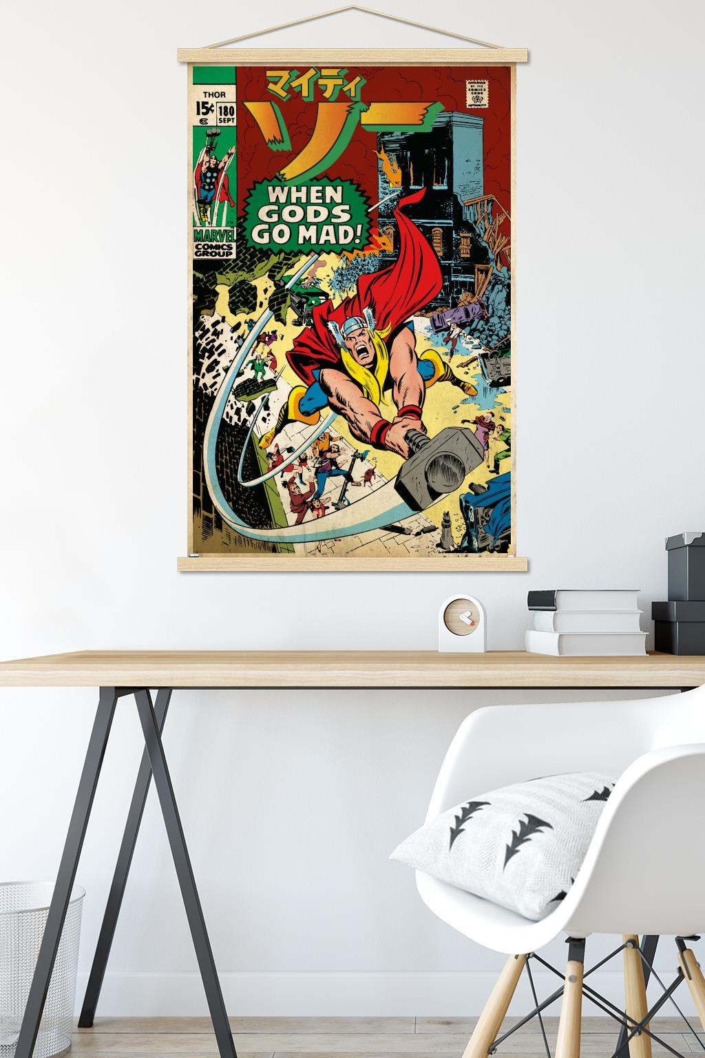 Marvel Katakana - Thor #108 Wall Poster with Magnetic Frame, 22.375" x 34"
