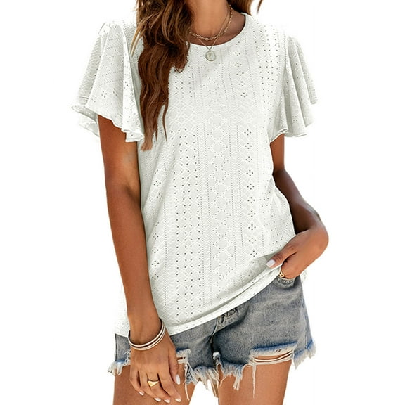 UVN Summer Square Neck Blouses for Women 3/4 Sleeve Shirt Ladies Dressy Casual Button Tunic Tops