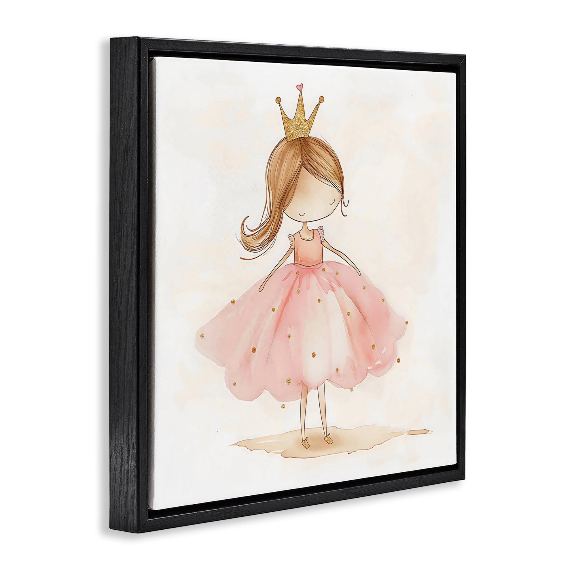 Stupell Industries Little Princess with Crown Black Framed Floater Canvas Wall Art, design by Creative Studio