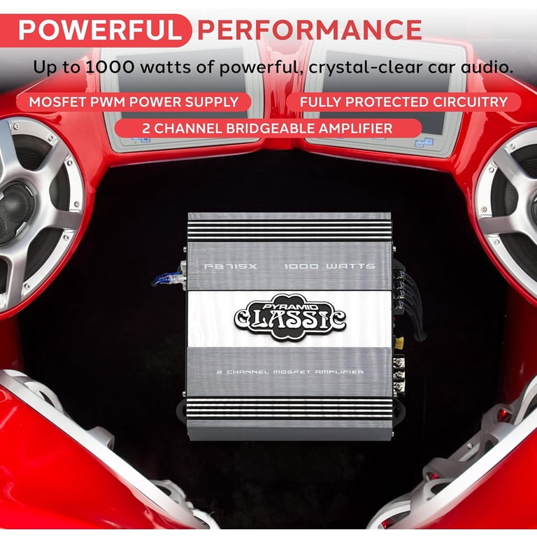 Pyramid PB715X 1000 Watts 2 Channel Bridgeable Car Amplifier