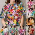 thumbnail image 2 of 3D Print O-Neck Flower T-Shirts Fashion Short Sleeves Tops Loose Women T-Shirt, 2 of 8