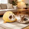thumbnail image 4 of Sahpxhe Cat Bed, Angler Fish Shaped Warm Winter Plush Cave Pet Bed With Hanging Pom pom Toy For Indoor Cats And Small Dogs, 4 of 6