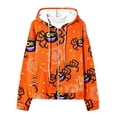 thumbnail image 4 of DeHolifer Women Sweatshirt Plus Size Halloween Print Fashion Printed Zipper Blouse Long Sleeve Hoodies Tops Sweatshirt with Pockets Orange 2XL, 4 of 7