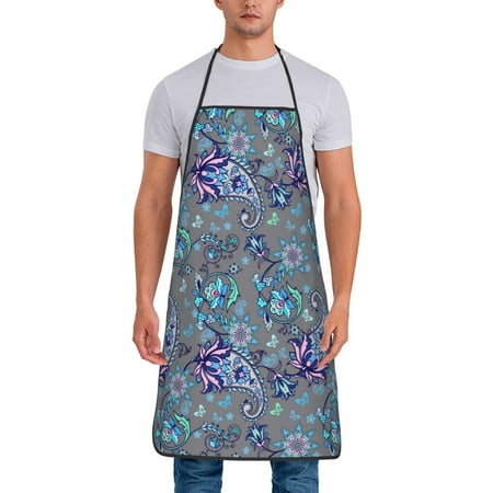 

Aprons for Men Women - Paisley Pattern No.9064 Cooking Kitchen Apron Chef Apron Waterproof Apron for Painting Pottery Baking BBQ Gardening Salon Gift For women Men