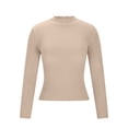thumbnail image 4 of Women's Slim Fit Turtleneck Sweater, Lightweight Knit Pullover, Fall Winter Casual Top, Ribbed Knit Shirt, Everyday Basic Sweater, Cozy Crewneck Sweater Beige L, 4 of 6