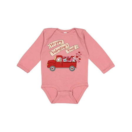

Inktastic Hoppy Valentine s Day Bunny Truck with Hearts Gift Baby Boy or Baby Girl Long Sleeve Bodysuit