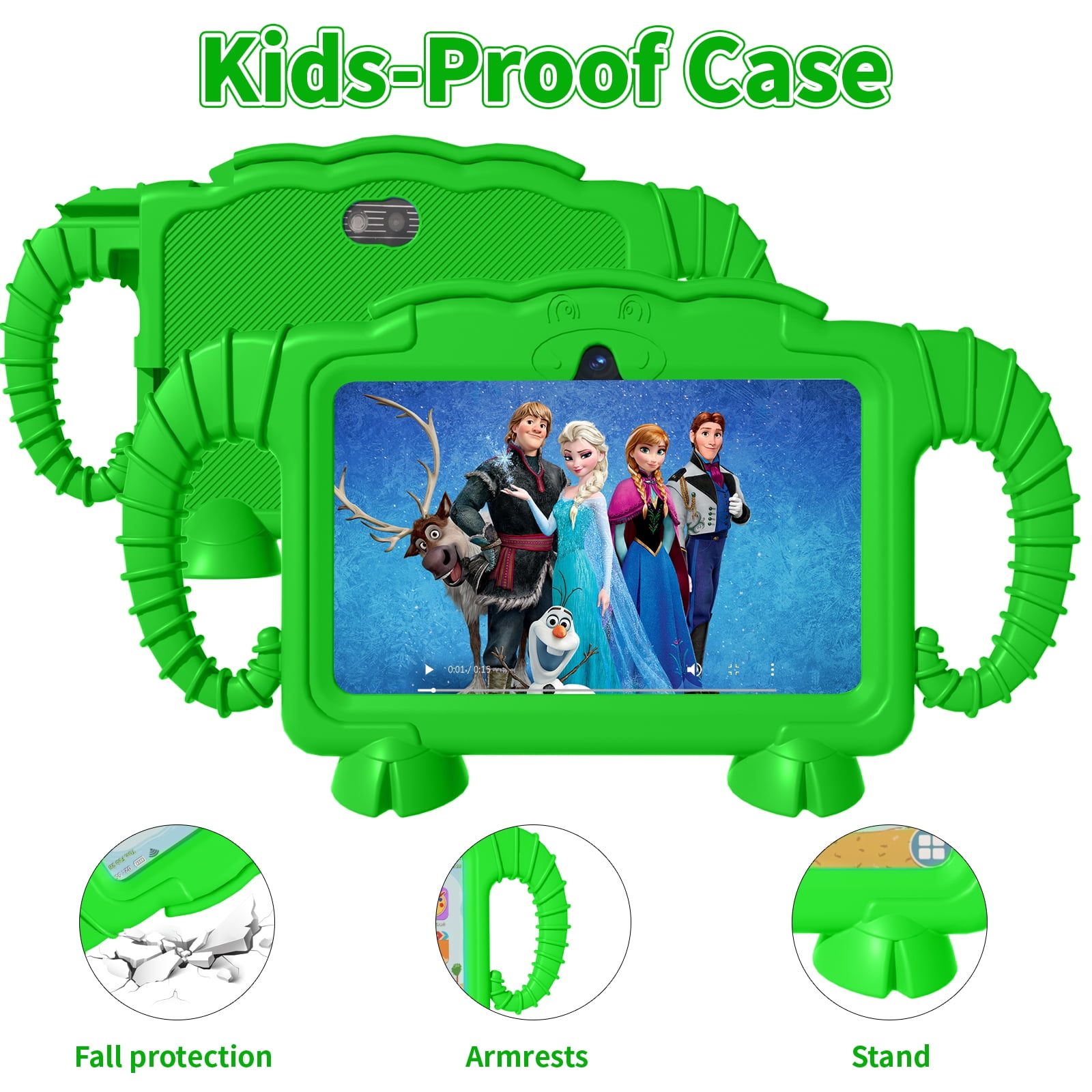 Kids Tablet, 7 inch Android Tablet for Kids, 6GB RAM 32GB ROM Quad-Core Toddler Tablet with Shockproof Case, Bluetooth, WiFi, Parental Control, 2MP+2MP Dual Camera, GPS, Games