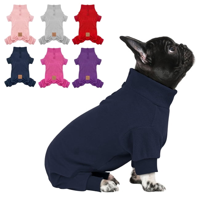 Pijama para perro, cuello alto, forro polar térmico para perros pequeños