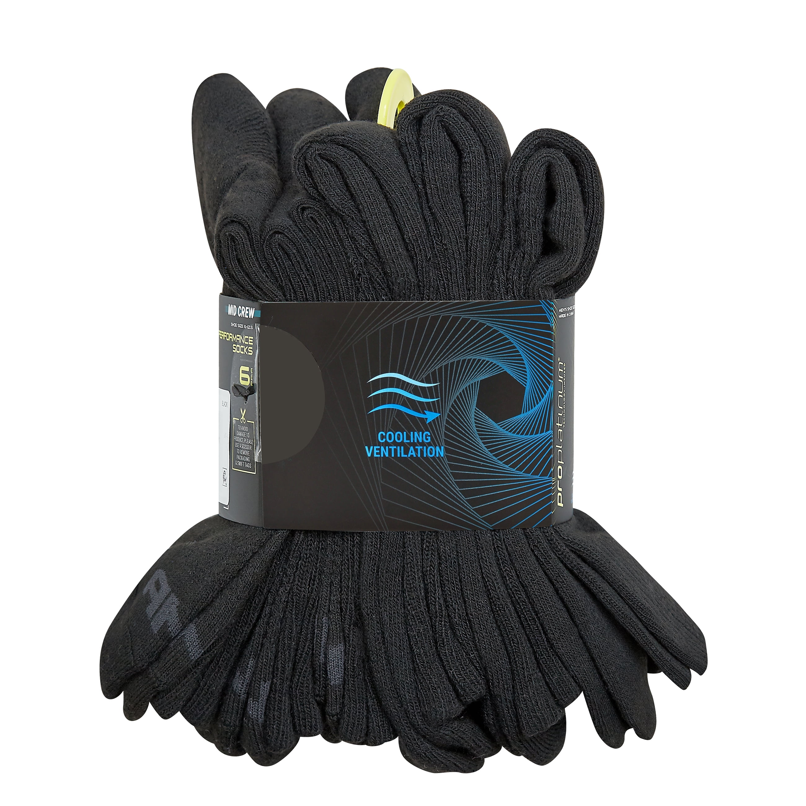 AND1 Men's Socks, Performance Cushion Mid Crew Socks 6-Pack
