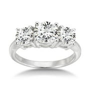 disc per buyer 1.13.06 Sterling Silver and Cubic Zirconia Square-Cut Three-Stone Ring
