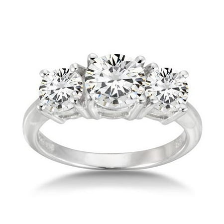 disc per buyer 1.13.06 Sterling Silver and Cubic Zirconia Square-Cut Three-Stone Ring